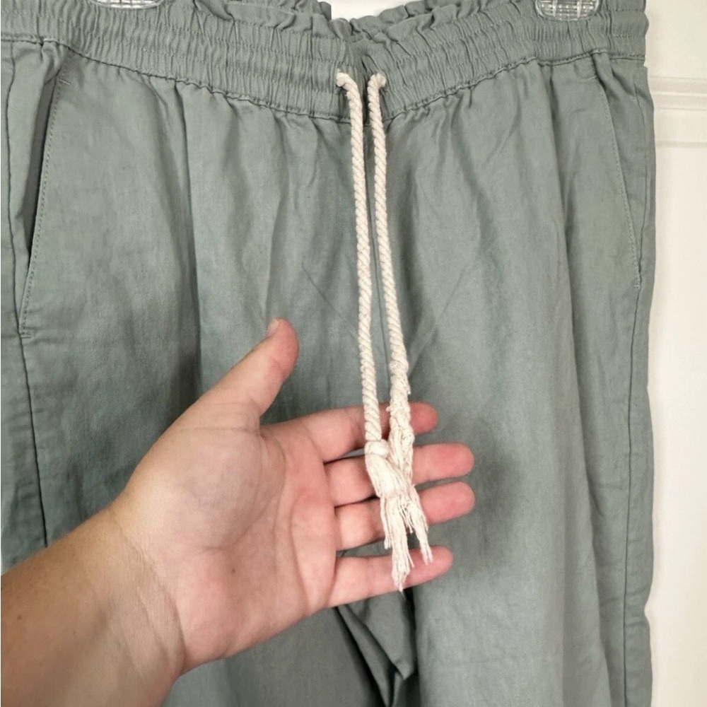 J.Crew Pants Size 10 Sea Foam Green Linen Blend Lagenlook Wide Leg Beachy - Picture 3 of 10